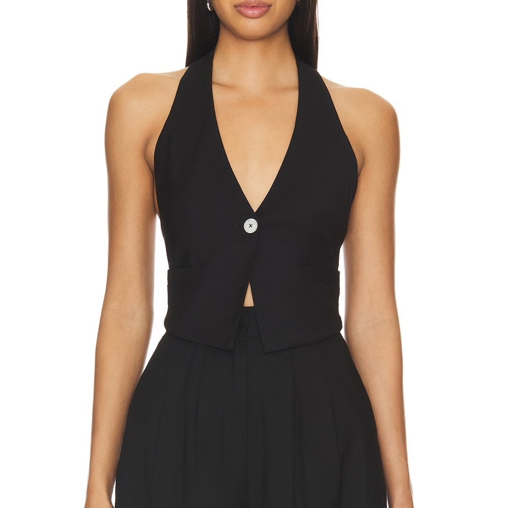 Lovers + Friends (Revolve) Aria Halter Vest. Size medium. Black.
